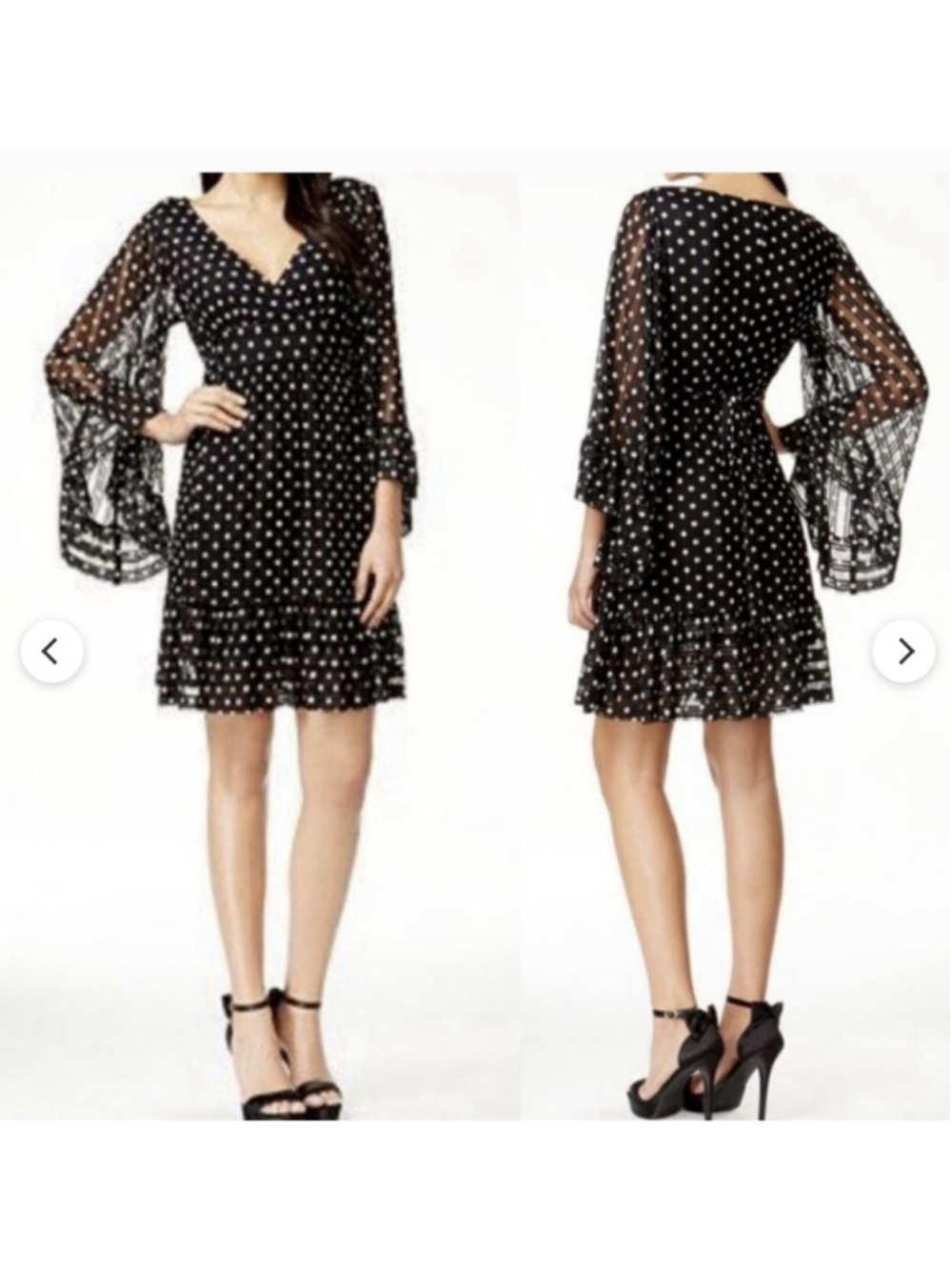 Betsey Johnson Women's Black White Polka Dot Hi-Low Fit & Flare Dress Size 14 - Picture 7 of 8